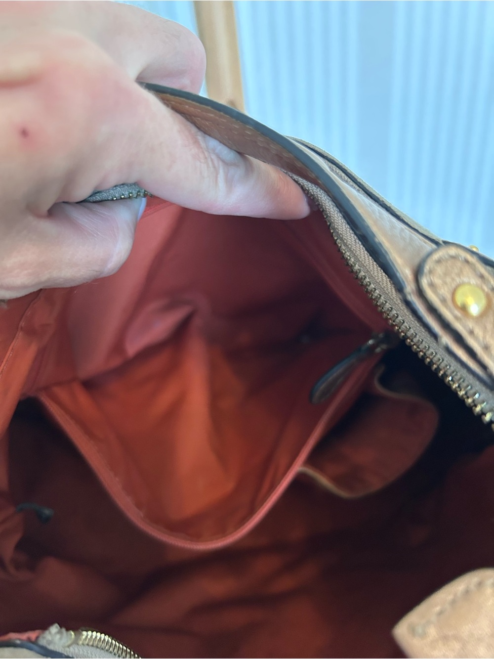 COLE HAAN STEPHANIE SUEDE bronze studded leather horsebit hobo equastrian bag - Picture 7 of 11
